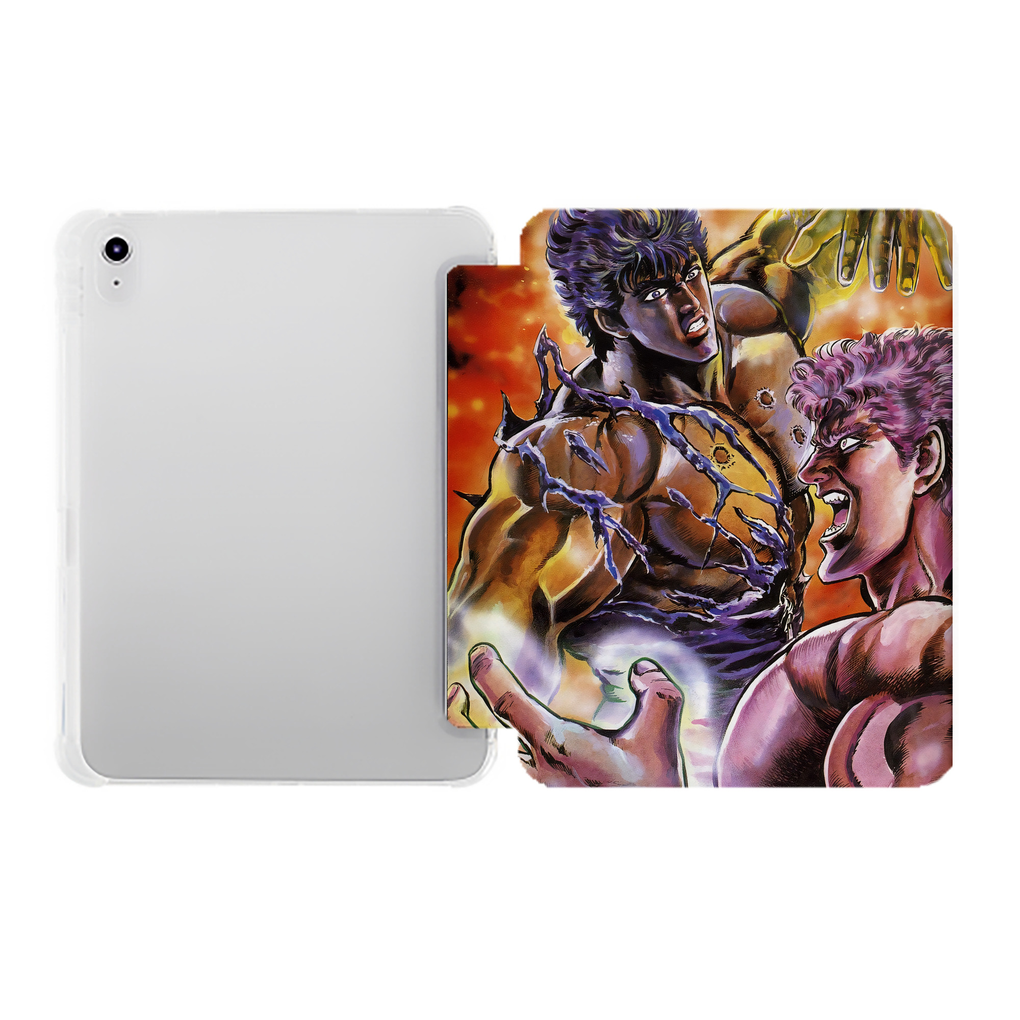 （画像用） 北斗の拳 Fist of the North Star IPad ケース ペン収納付き 三つ折りスタンド PUレザー×シリコン 対応機種9.5/10.5/10.9インチ